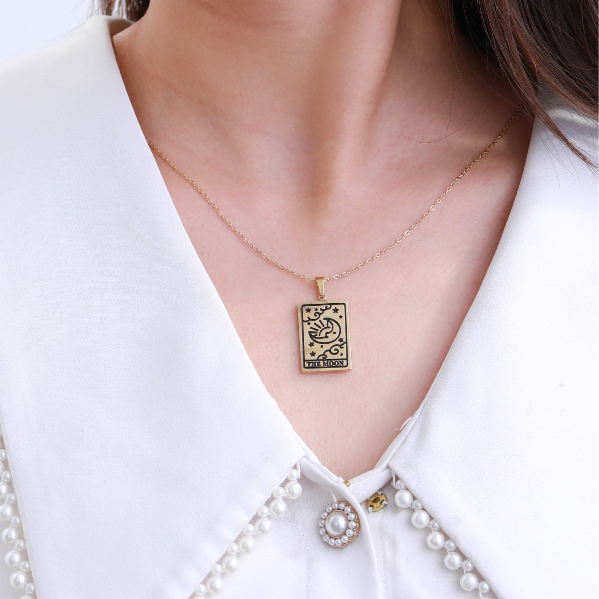 Xuping joyería Amazon transfronteriza colgante de tarot nicho de diseño femenino collar de acero de titanio al por mayor