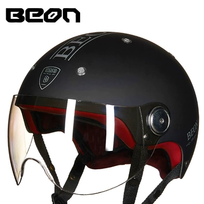 BEON motorcycle helmet men's and women's cute half helmet Four Seasons universal winter electric motorcycle safety helmet lightweight personality (Motorcycle Safety Supplies) - beon-air-blacksilver-m