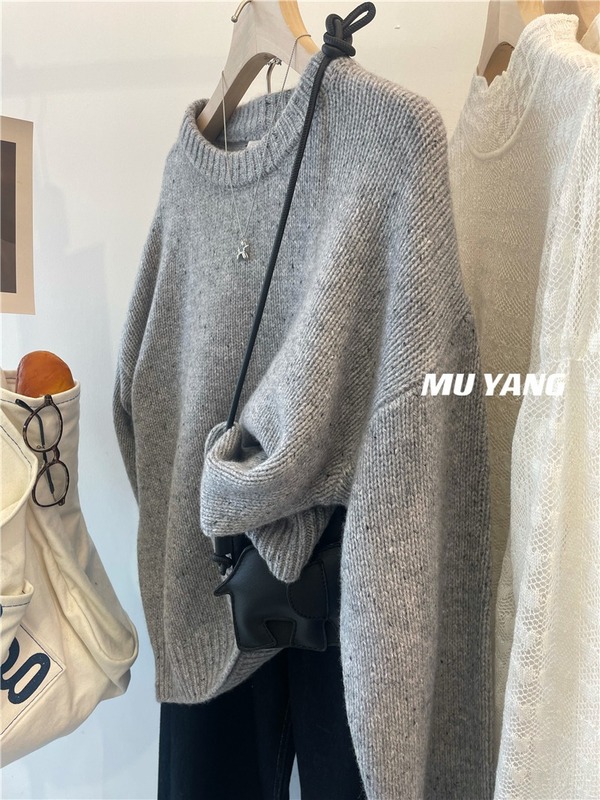 老钱风温柔慵懒风打底套头毛衣女2025秋冬新款小众显瘦纯色针织衫|undefined