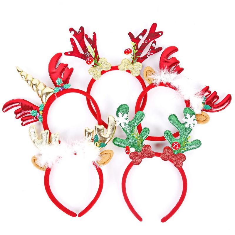 New Christmas Headband for Adults and Children, Festive Party Decorative Accessory, Christmas Deer Antler Bell Hair Accessory