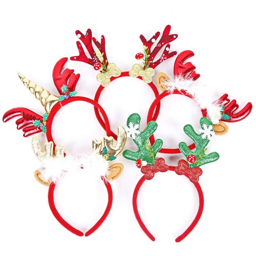 New Christmas Headband for Adults and Children, Festive Party Decorative Accessory, Christmas Deer Antler Bell Hair Accessory