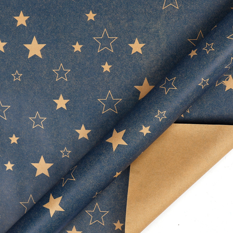 크리스마스 시리즈 - 별/말아; 43*300cm 롤 포장