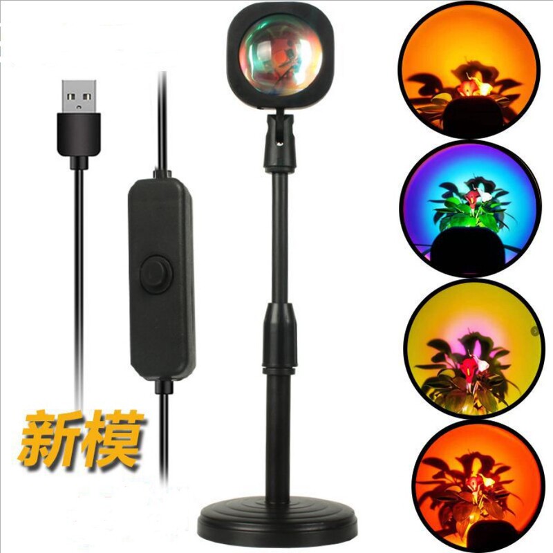 Factory Direct supply cross-border sunset sunset light sunset light rainbow projection light internet celebrity live background projection lamp