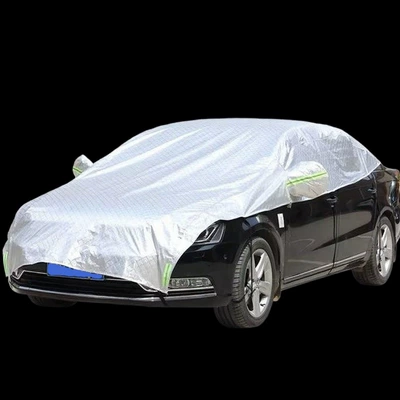 Car Cover Half-Cover Sun Protection Heat Insulation Sunshade Universal for All Seasons Thickened Car Cover Half-Cover Sunshade Wind Protection (Car clothing) - hatchback-aluminum-film-large-square-roof-cover
