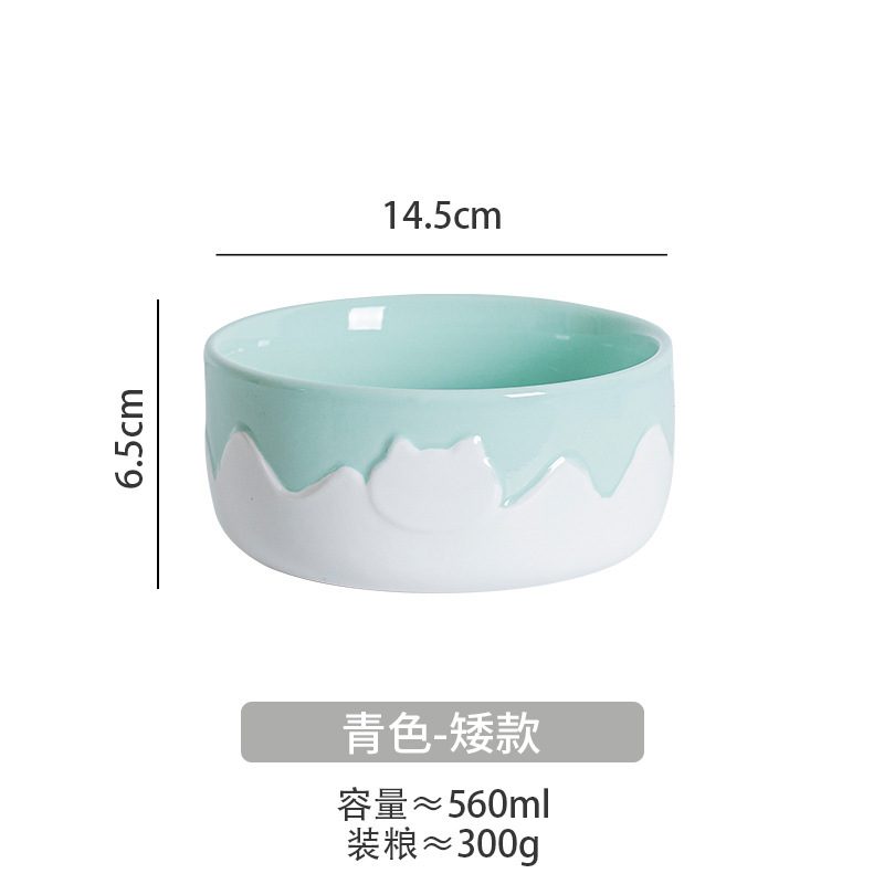 아이스크림 고양이 얼굴 물그릇-청록색