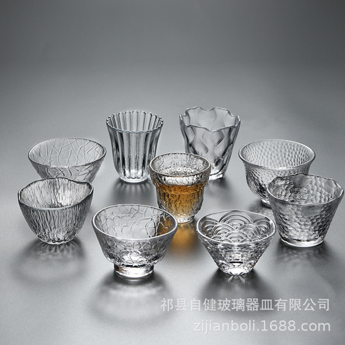 Japanese glass tea cup Kung Fu tea cup master cup hammer pattern cup small tea cup crystal glass tea set manufacturer wholesale