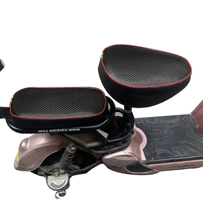 Waterproof Seat Cover, Universal for All: Electric car cushion - black-square-diamond-front-seat-cover-rear-seat-cover-red-stitching