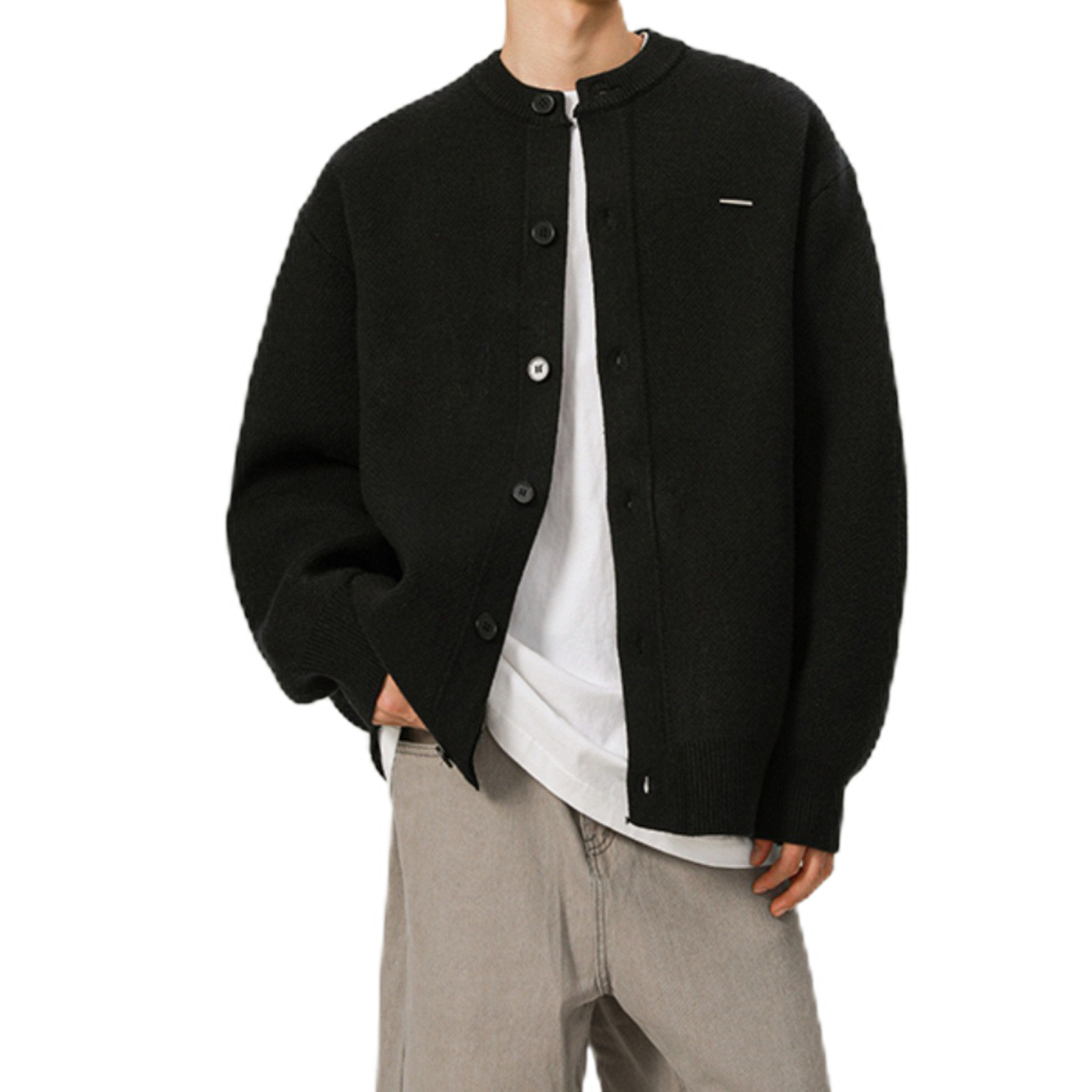 Explosiones transfronterizas de tamaño europeo suéter de jersey de gran tamaño cardigán chaqueta de color sólido fábrica de negocios al por mayor