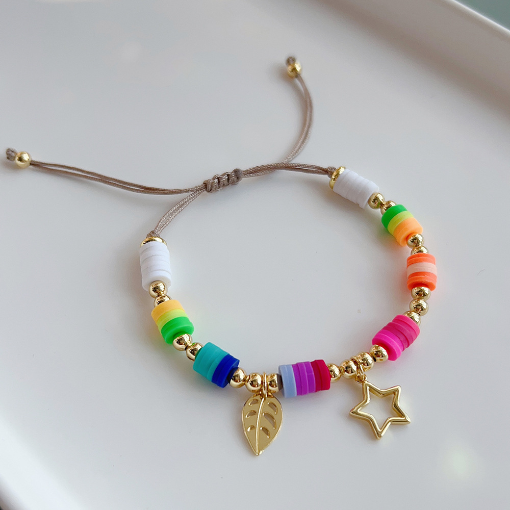 Bracelets Classification Vacation Sweet Heart Shape Smile Face Daisy Freshwater Pearl Soft Clay Copper Beaded Knitting Enamel Bracelets