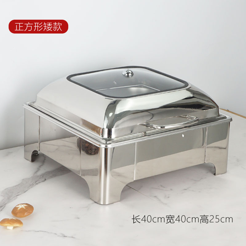 De acero inoxidable de lujo buffet estufa calefacción eléctrica buffet estufa de hotel hidráulico de alimentos cocinados Flip visual olla de aislamiento