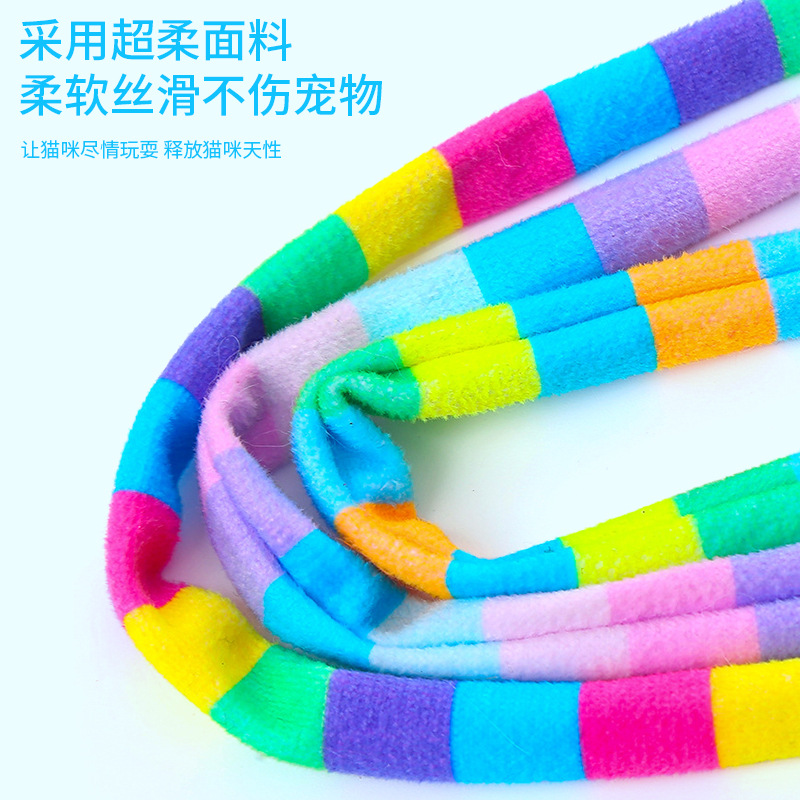 Juguetes para gatos, tiras de tela de colores, palos para gatos divertidos, campanas de impresión fresca, gatos, arcoíris, juguetes para gatos divertidos