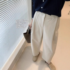 朵妮DN 秋新 美学宝藏裤！褶皱九分松弛弯刀裤子宽松显瘦哈伦裤女