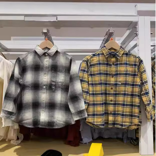 Children's clothing flannel plaid shirt long sleeve shirt 471384/471385/474877/474878
