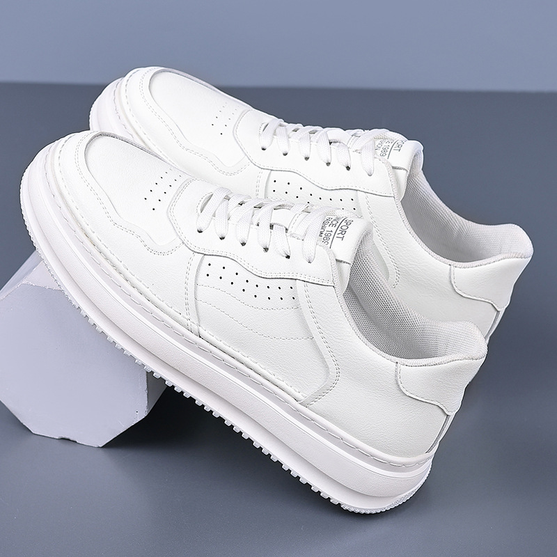 Chaussures blanches 2025, nouvelle édition coréenne, chaussures de sport et de loisirs en cuir pour hommes, jeunes, mode et loisirs, collection tendance une pièce pour cheveux_voghion.com