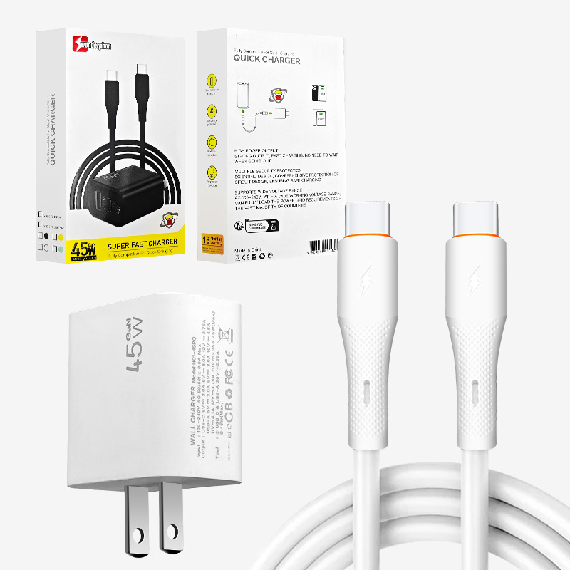 45W Us Charger Pd Dual Port Type-C USB Fast Charging Set Data Cable Suitable for Samsung 45W Us Charger Pd Dual Port Type-C USB Fast Charging Set Data Cable Suitable for Samsung