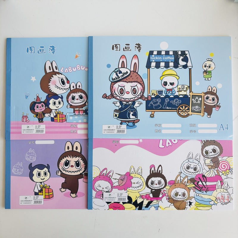 外贸新款拉布布素描本创意卡通带精美图案图画本LABUBU画画本批发|undefined
