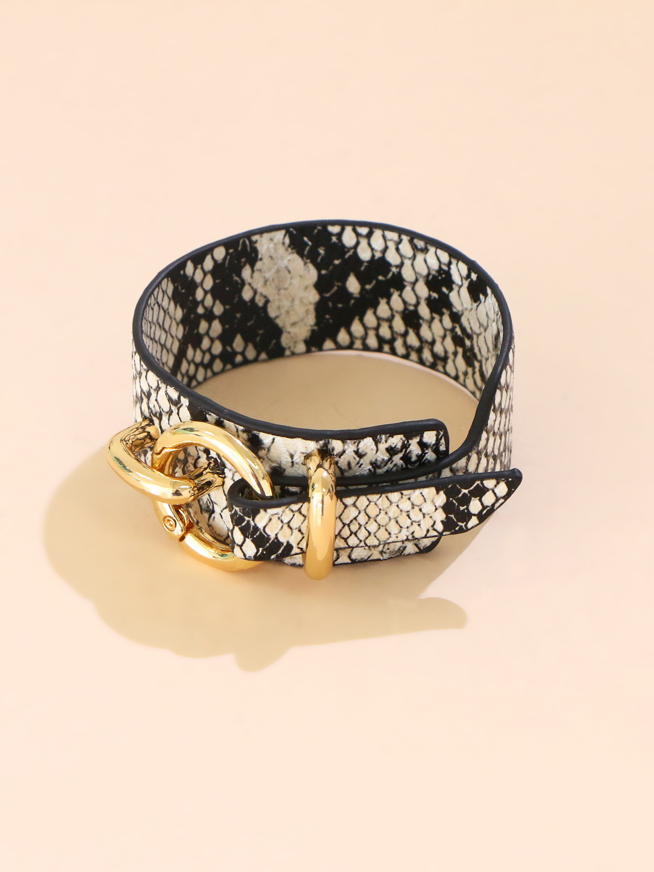 Fashion leather bracelet snake skin leopard print metal bracelet imitation leather adjustable leathe
