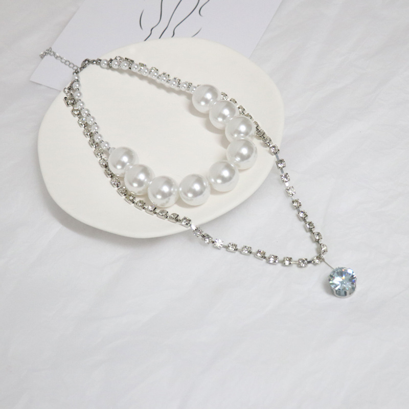 Wedding Occasion Full Rhinestone Chain Beaded Stitching Double-layer Stacked Necklace