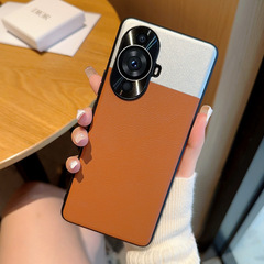 適用高級感大漠銀月華為Nova11pro手機殼Nova11Ultra高端拼色皮質