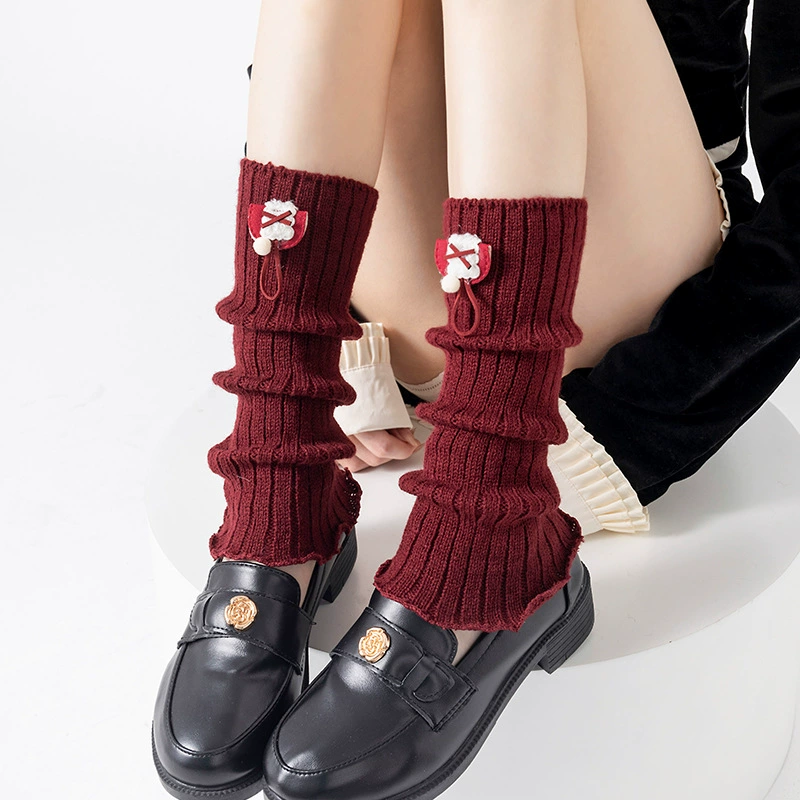 Сапоги из хлопка Gaiters, красный японский демисезонный комплект с бантом, стиль Лолита