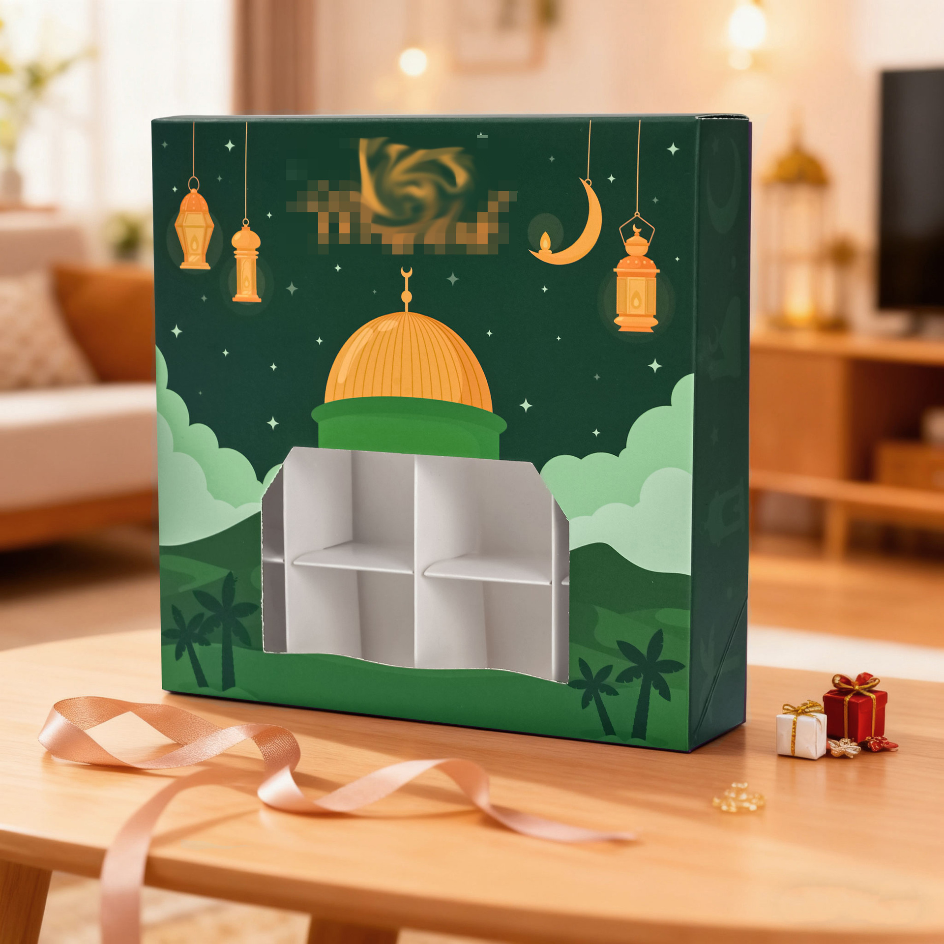 新款月亮节糖果盒开窗包装盒可视巧克力收纳盒方形翻盖纸盒空盒子