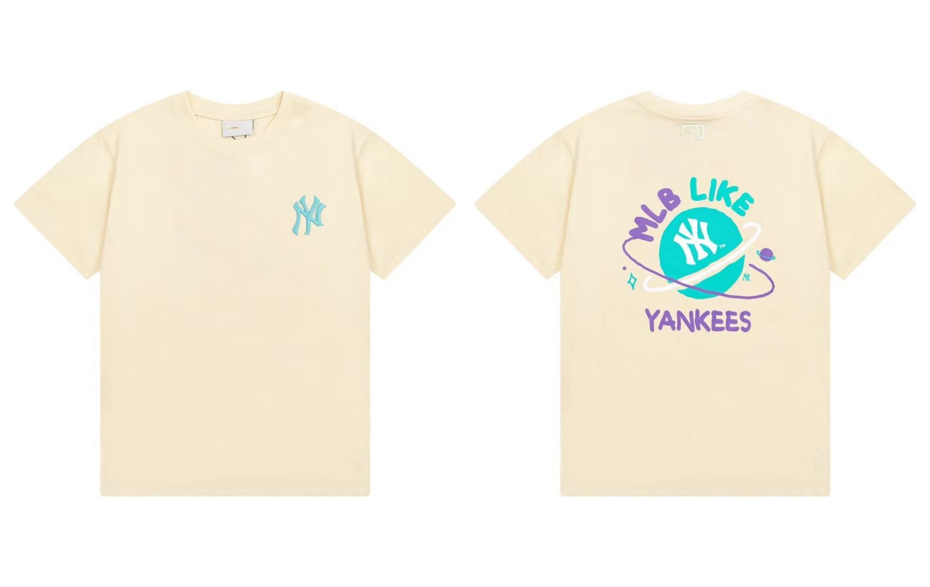 Fábrica al por mayor nueva moda Coreana de alta calidad impresa algodón manga corta hombres y mujeres mismo estilo pareja camiseta suelta soporte código de escaneo