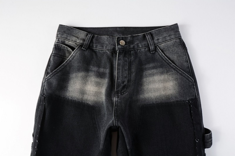 Jeans uomo vintage patchwork con gamba a zampa lavaggio chiaro_voghion.com