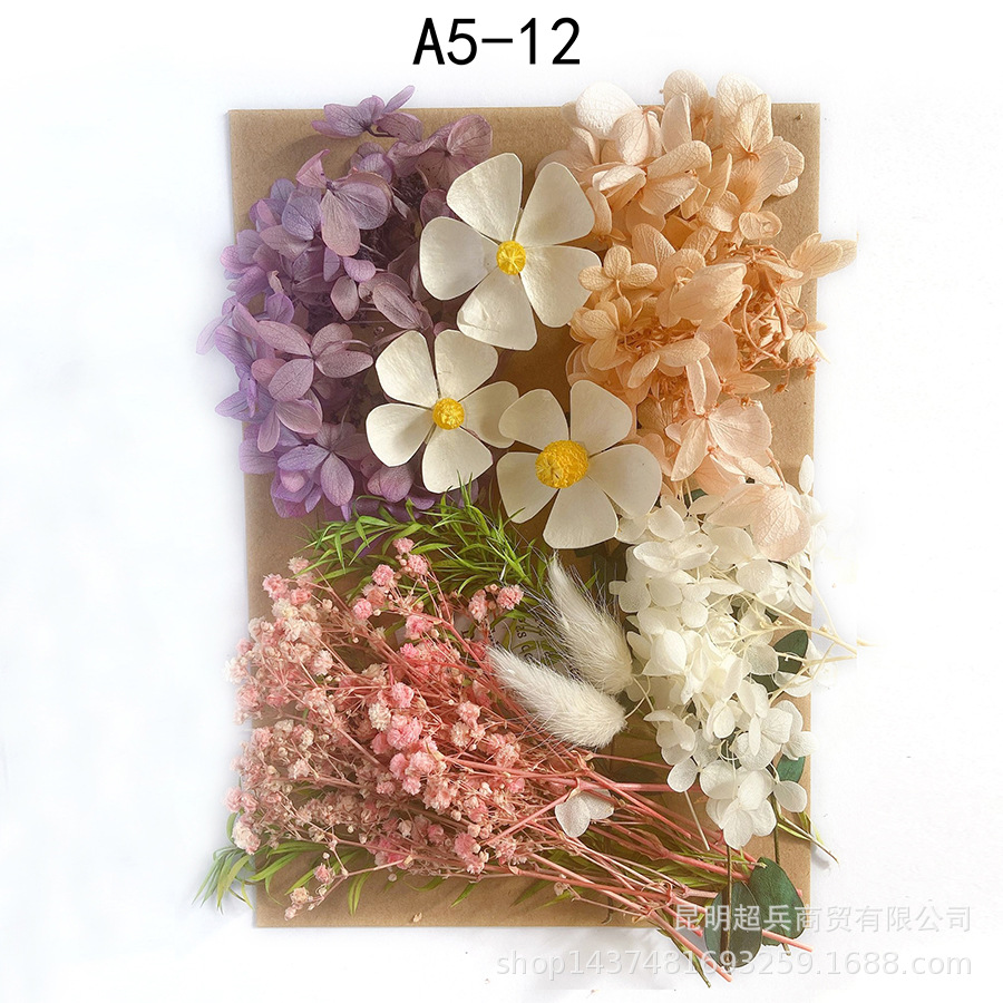 [Paquete de material de estampado A5] Flor seca flor eterna marco de fotos paquete de material de estampado DIY flor aromaterapia vela flor seca