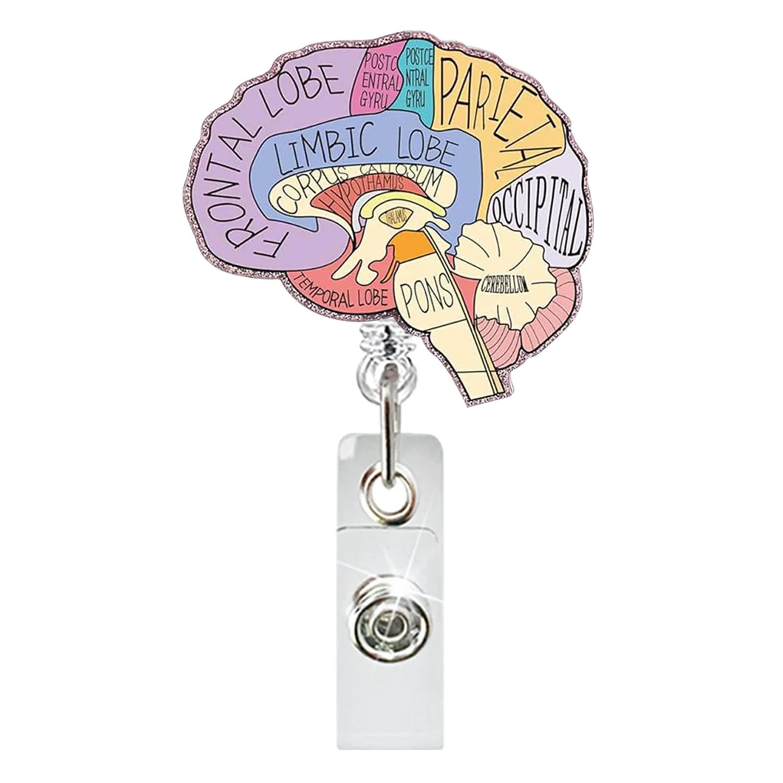 Etiqueta de etiqueta de venta caliente transfronteriza en lugar de acrílico divertido brillo clip de insignia telescópico hebilla de identificación hebilla fácil de tirar