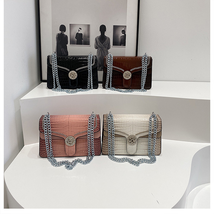 Bags crocodile pattern small square bag ladies shoulder crossbody chain bag_voghion.com