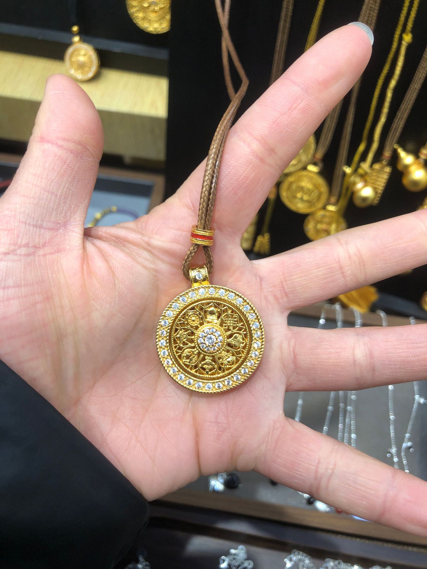 행운을 빌어요 펜던트 왁스 로프 스타일