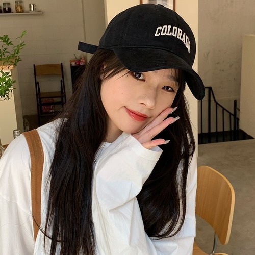 Baseball cap with deep crown, wide brim, women's embroidered letter duckbill cap, makes face look smaller, men's sun protection duckbill cap, sunshade hat