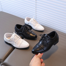 男童皮鞋新款尖头英伦风系带男童学习表演鞋软底演出鞋