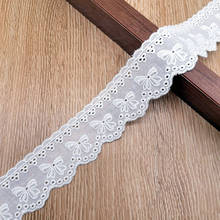 4cm优质双边蝴蝶结全棉布刺绣花边辅料 锁边 DIY手工辅料服装材料