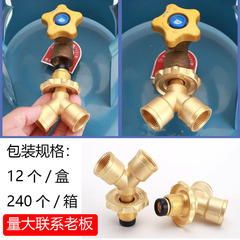 Brass cylinder three-way decompression fierce fire stove shunt two-way liquefied gas tank one in two out 4-point all-copper joint