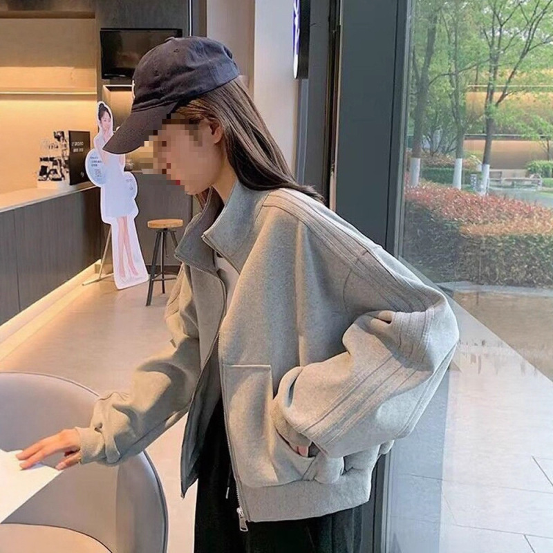 拉链运动外套女2025春秋新款棒球服休闲显瘦夹克开衫上衣宽松百搭|undefined