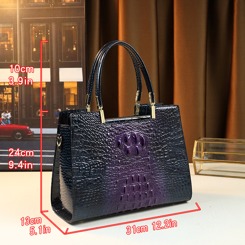 Women's Trendy Handbag With Colorful Crocodile Pattern Large Capacity Shoulder Or Crossbody Bag For Everyday Commuting_voghion.com