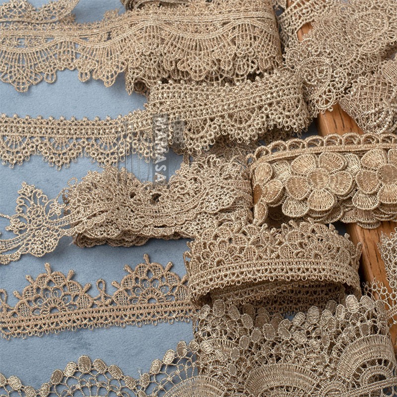 hilo de oro bordado soluble en agua rosa oro encaje encaje DIY ropa hecha a mano lolita accesorios fabricantes al por mayor