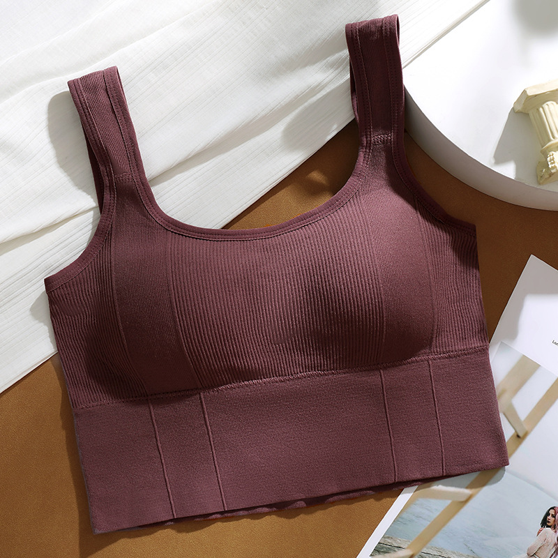 Nuevo Seamless Sports espalda envuelta en el pecho de las mujeres transpirable inalámbrico yoga running chaleco ropa exterior ropa interior a juego para mujeres