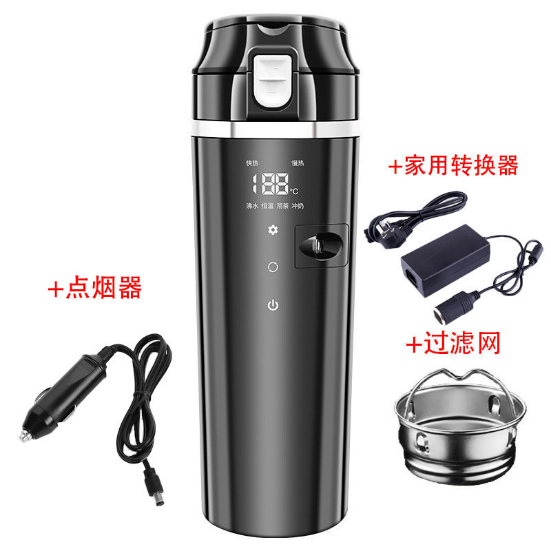 车载保温杯车用加热水壶不锈钢内胆加热水杯车用电热杯热水器12V|undefined