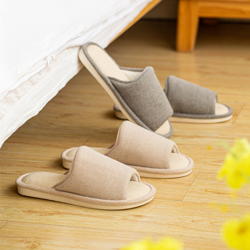 2021 linen slippers female home indoor c...