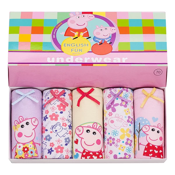 Cartoon Children's Briefs Girls' Five Pack Class A Pure Cotton Pupils Boxed Junior High School Children's Girls' Leggings