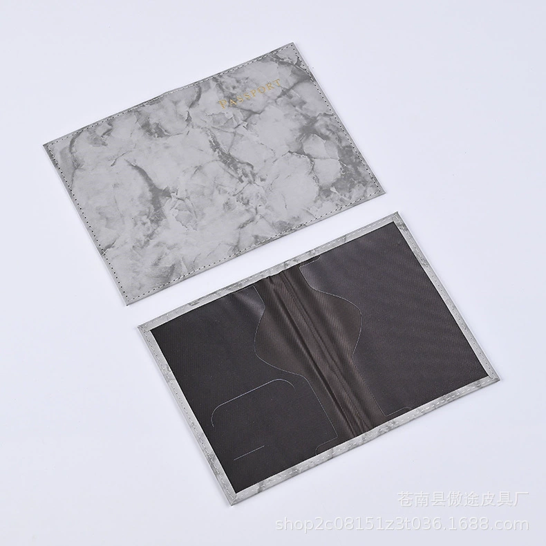 Passport holder, marble pattern protective sleeve, 20×14 cm, lightweight travel folder