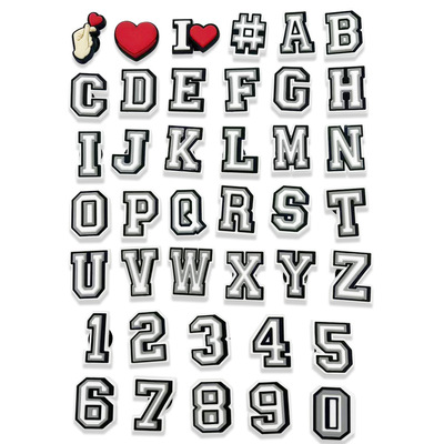 现货数字字母洞洞鞋配件装饰 鞋花鞋扣 PVC滴塑花 装饰40个/套装