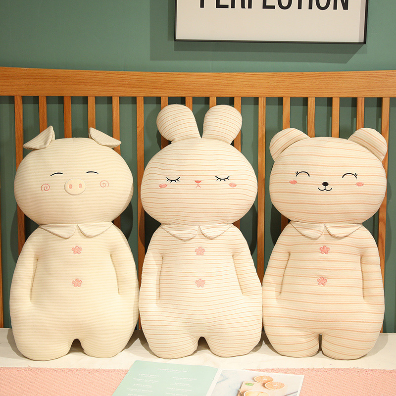 Lindo oso conejo cerdo piel-amigable bebé algodón muñeca niños edredón muñeca cama almohada para dormir muñeca creativa
