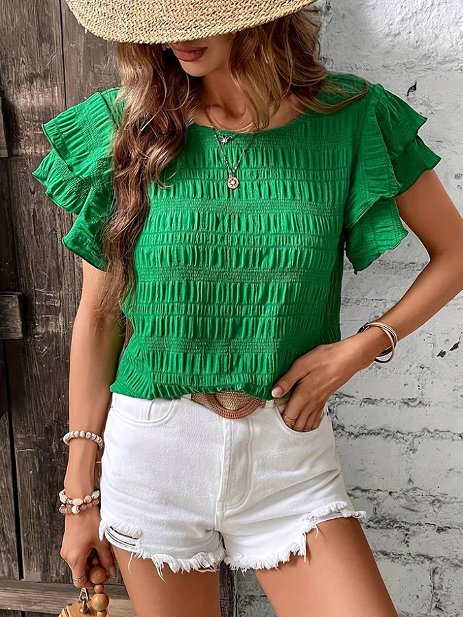 Women's T-shirt Short Sleeve Blouses Streetwear Solid Color display picture 16