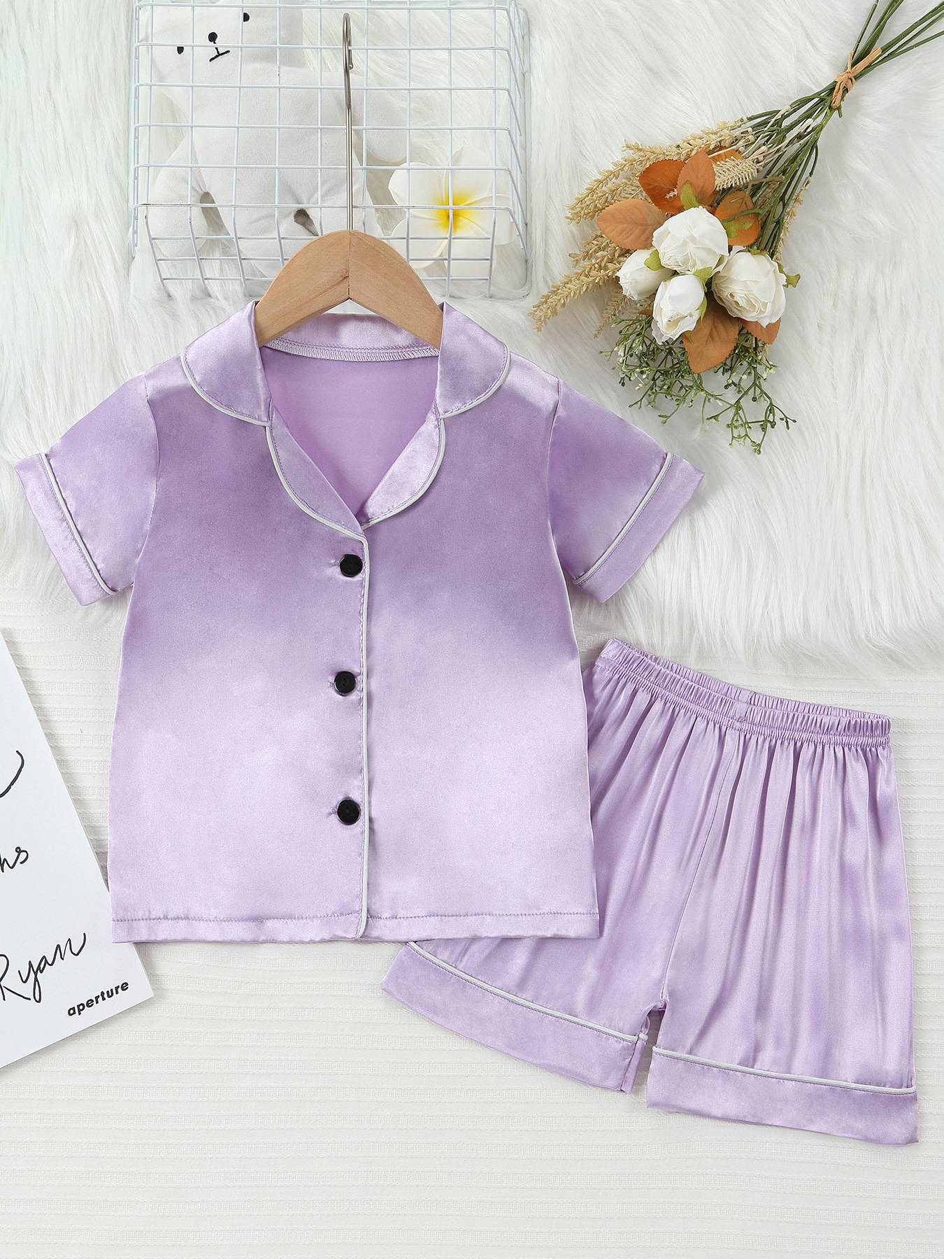Barn pyjamas set med cartoon tryck kortärmad sommarkläder_voghion.com