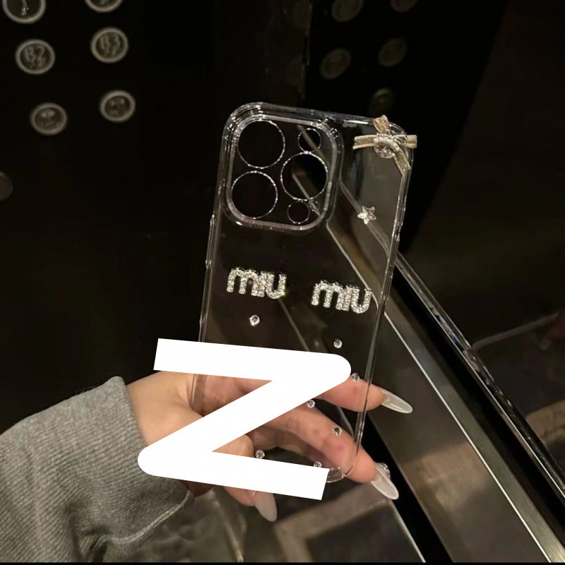 Light Luxury Sparkling Diamond Letter Pigeon Egg Suitable for 16Promax Mobile Phone Case 15/14/13 Transparent Senior Female 12