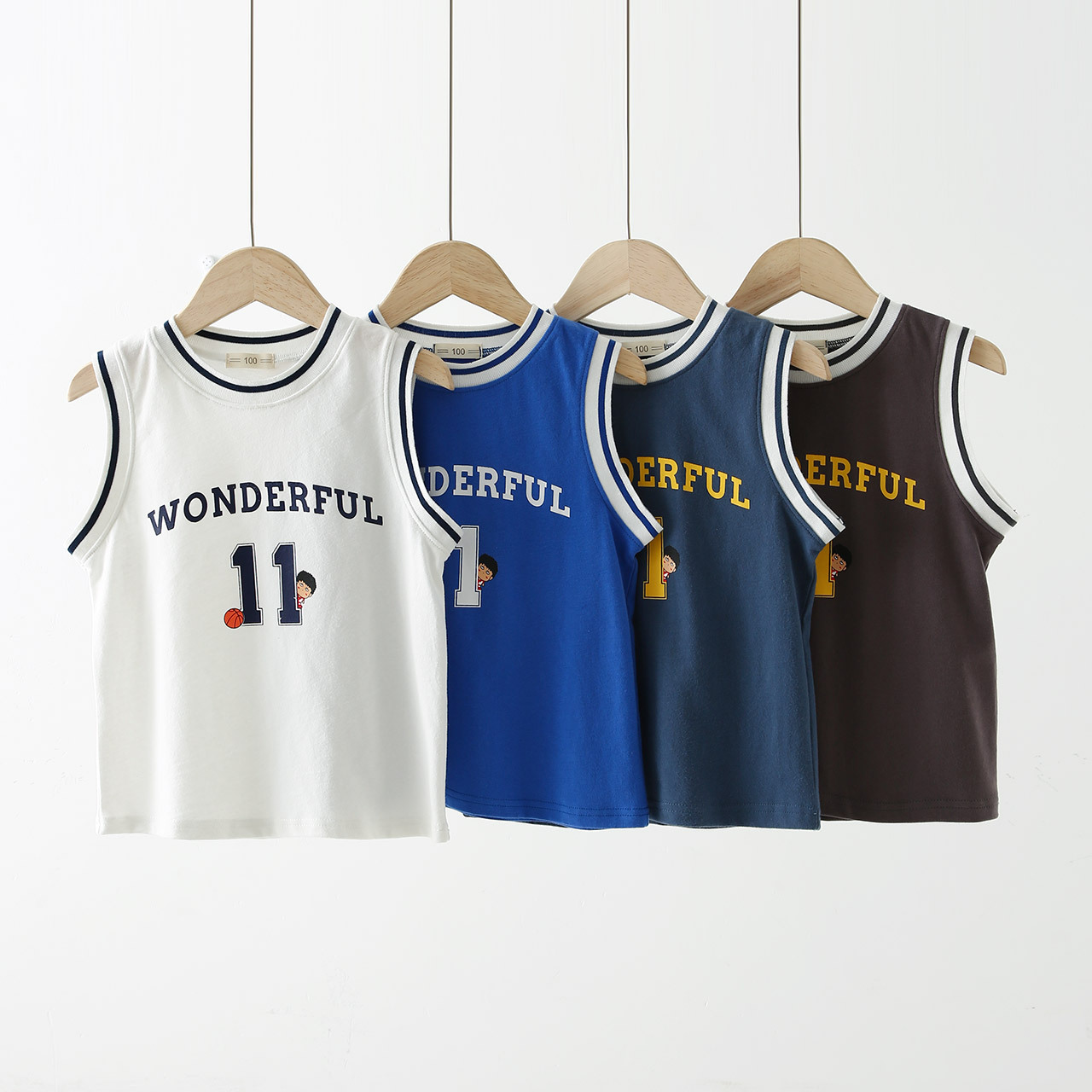 Summer new kids sports vest cotton boys top basketball vest girls sleeveless T-shirt