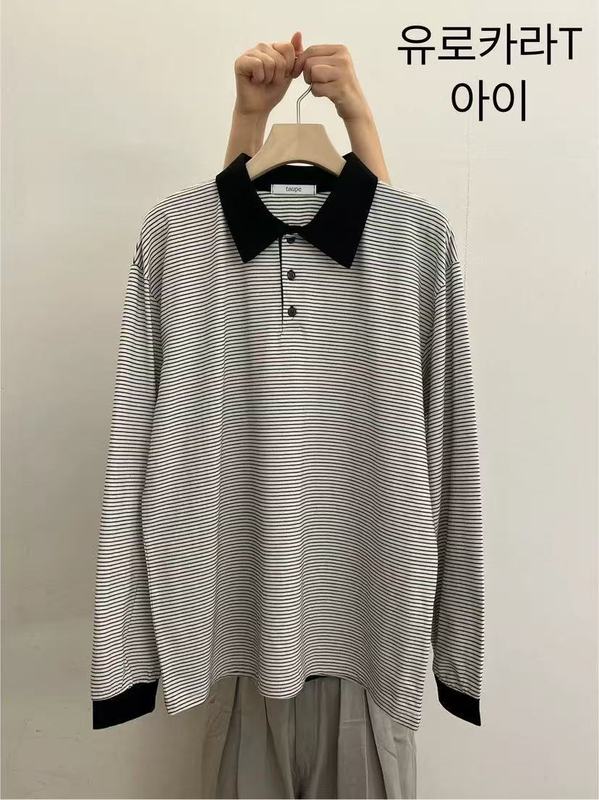 【预售】韩国东大门 taupe 早秋款休闲显瘦百搭条纹poloT恤|undefined